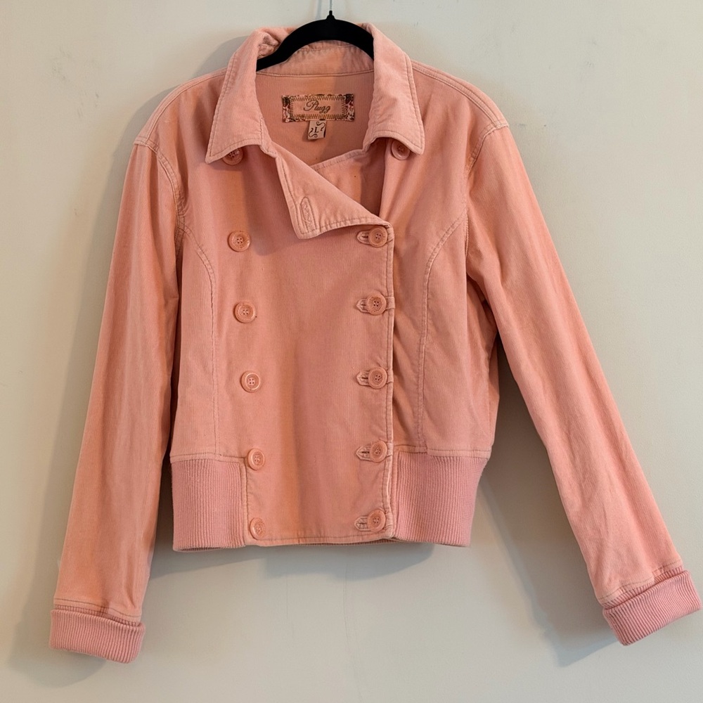 Plugg Soft Pink Double-Breasted Pea Coat Size L